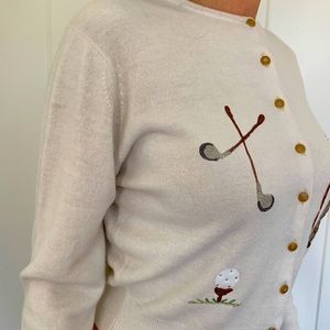 Vintage Elsa Schiaparelli Novelty Cardigan with Golf Motif embroidery